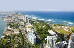 Vista aérea de la costa de Puerto Rico